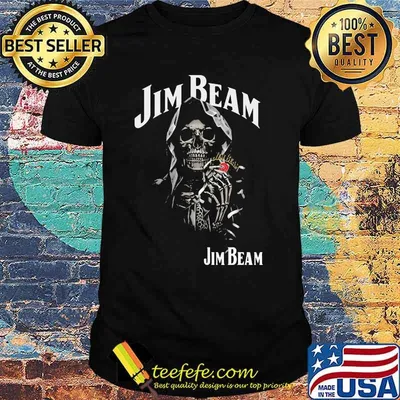 Skull Holding Jim Beam Logo Shirt