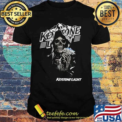 Skull Holding Keystone Light Logo Shirt