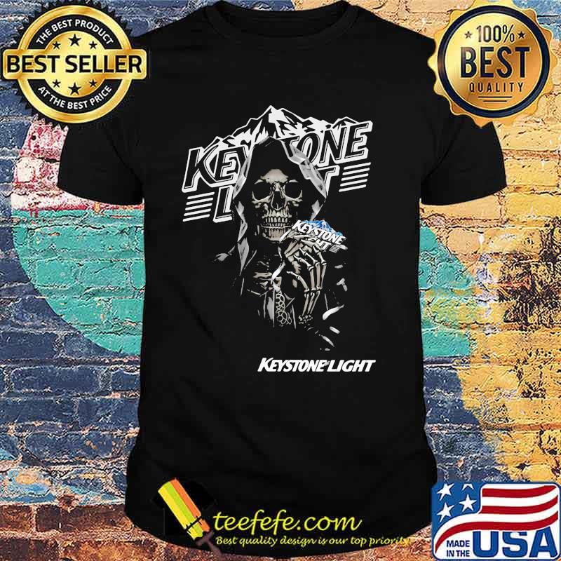 Skull Holding Keystone Light Logo Shirt Skull Holding Keystone Light Logo Shirt