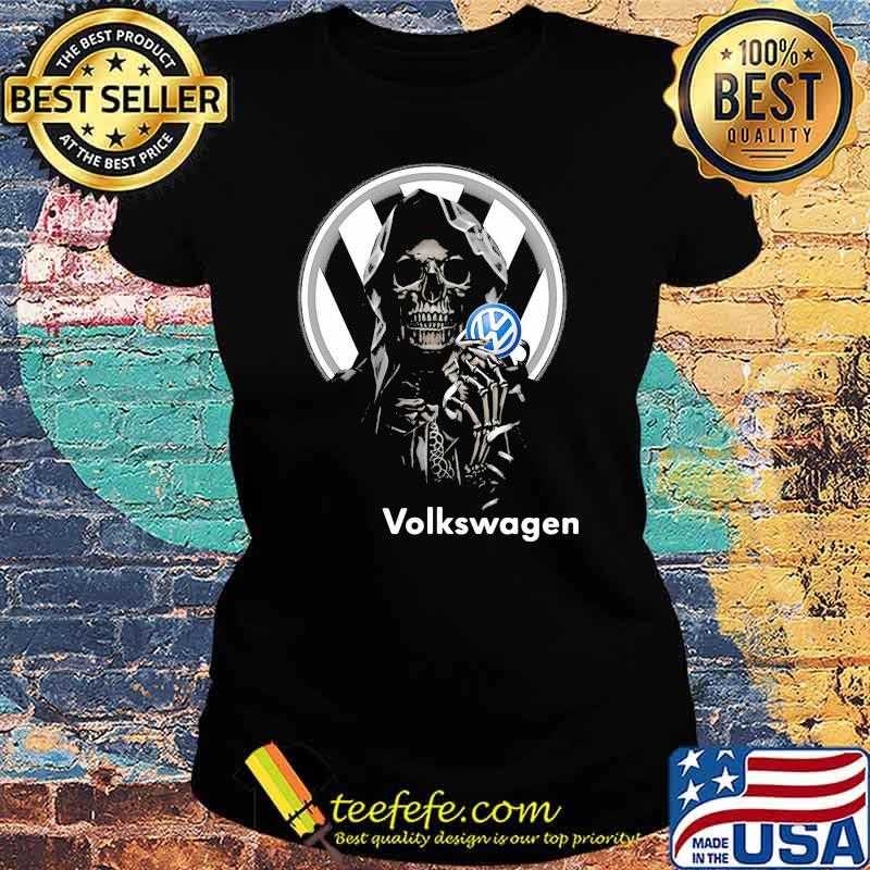 Skull Holding Volkswagen Logo Shirt Ladies tee Skull Holding Volkswagen Logo Shirt Ladies tee