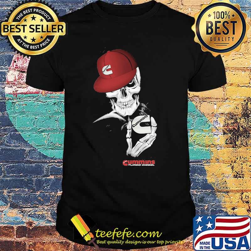 Skull Wear Hat And Holding Cummins Shirt