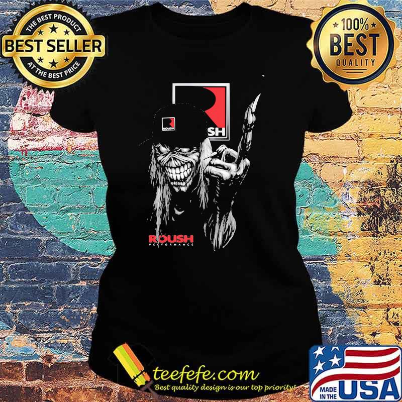Skull Wear Hat And Holding Roush Logo Shirt Ladies tee Skull Wear Hat And Holding Roush Logo Shirt Ladies tee
