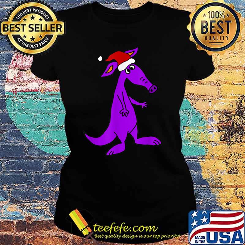 SmileteesXMASa Funny Purple Aardvark in Santa hat Christmas Shirt Ladies tee SmileteesXMASa Funny Purple Aardvark in Santa hat Christmas Shirt Ladies tee