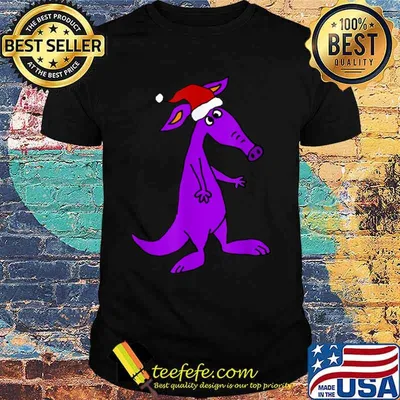 SmileteesXMASa Funny Purple Aardvark in Santa hat Christmas Shirt