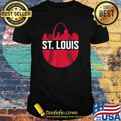 St. Louis Baseball STL Skyline Novelty Cardinal Red Ball Shirt