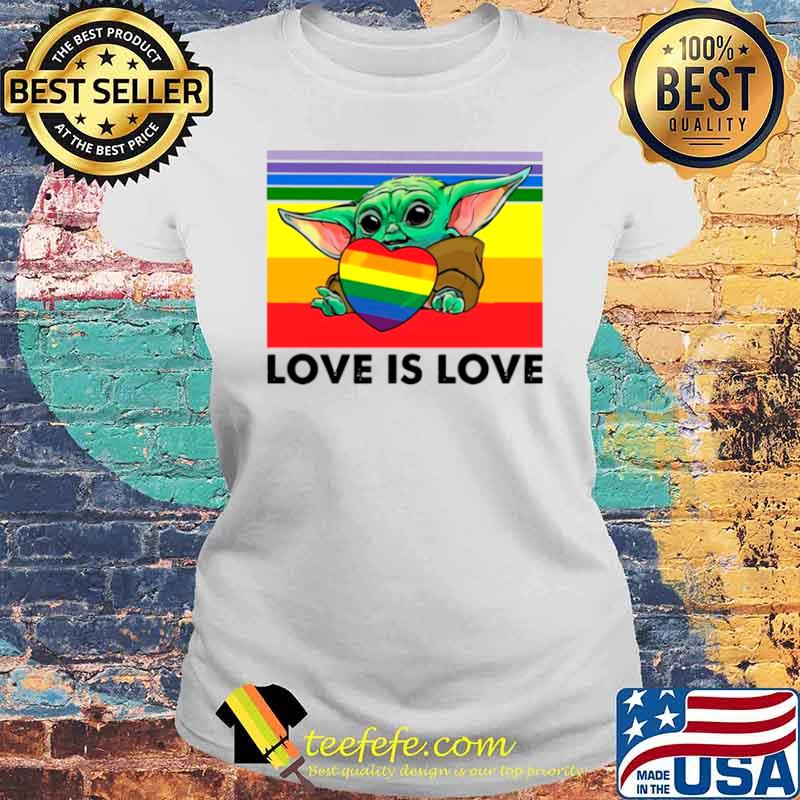 Star Wars Baby Yoda Hug Heart LGBT Love Is Love Vintage Laides tee Star Wars Baby Yoda Hug Heart LGBT Love Is Love Vintage Laides tee
