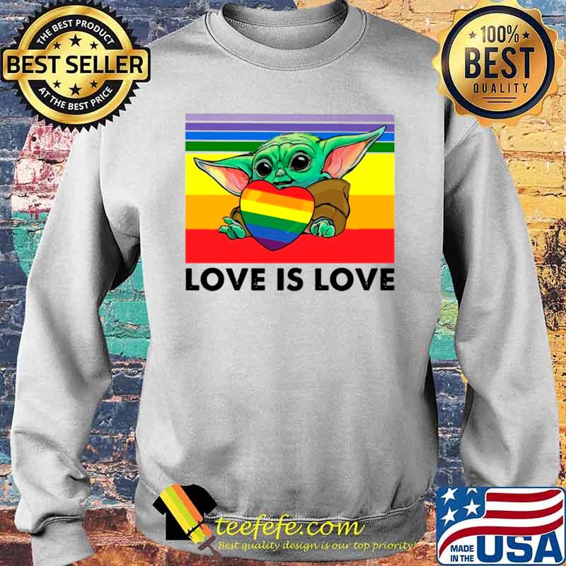 Star Wars Baby Yoda Hug Heart LGBT Love Is Love Vintage Sweater Star Wars Baby Yoda Hug Heart LGBT Love Is Love Vintage Sweater