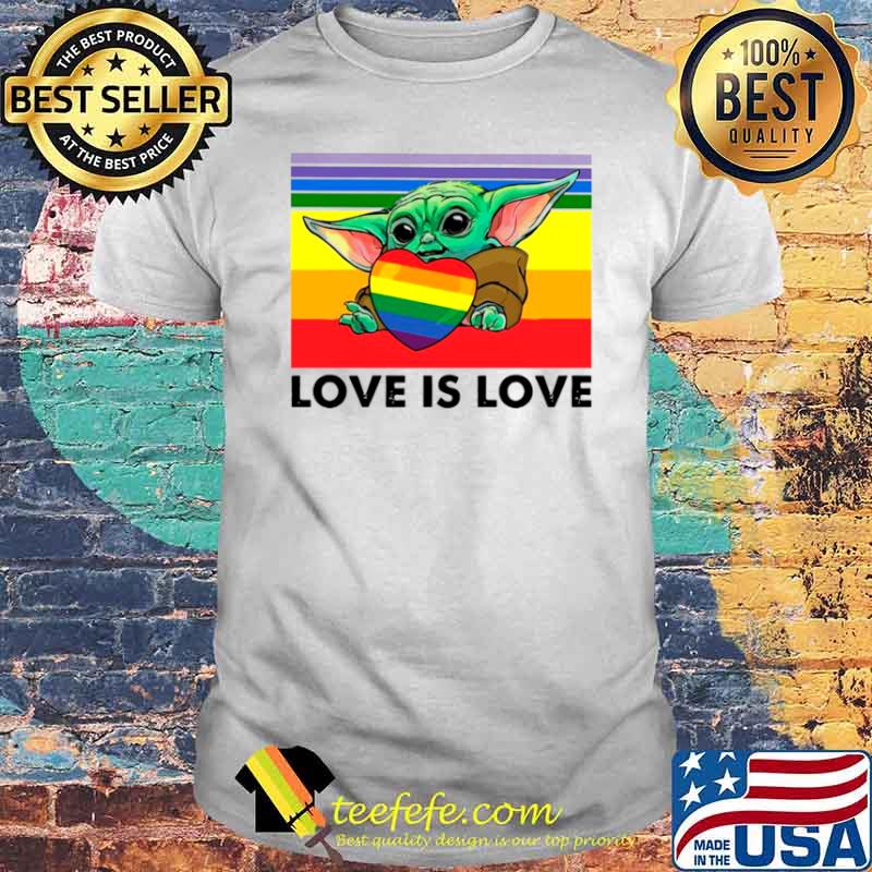 Star Wars Baby Yoda Hug Heart LGBT Love Is Love Vintage shirt