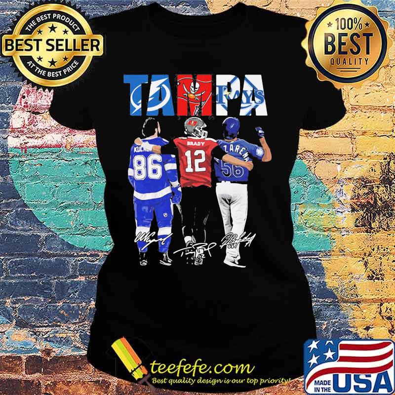 Tampa Bay Buccaneers Tampa Rays Downs Kucherov Tom Brady Arozarena And Guenzatti Signature Shirt Ladies tee Tampa Bay Buccaneers Tampa Rays Downs Kucherov Tom Brady Arozarena And Guenzatti Signature Shirt Ladies tee