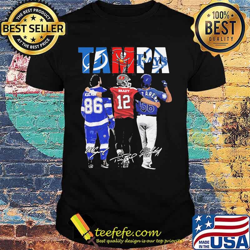 Tampa Bay Buccaneers Tampa Rays Downs Kucherov Tom Brady Arozarena And Guenzatti Signature Shirt