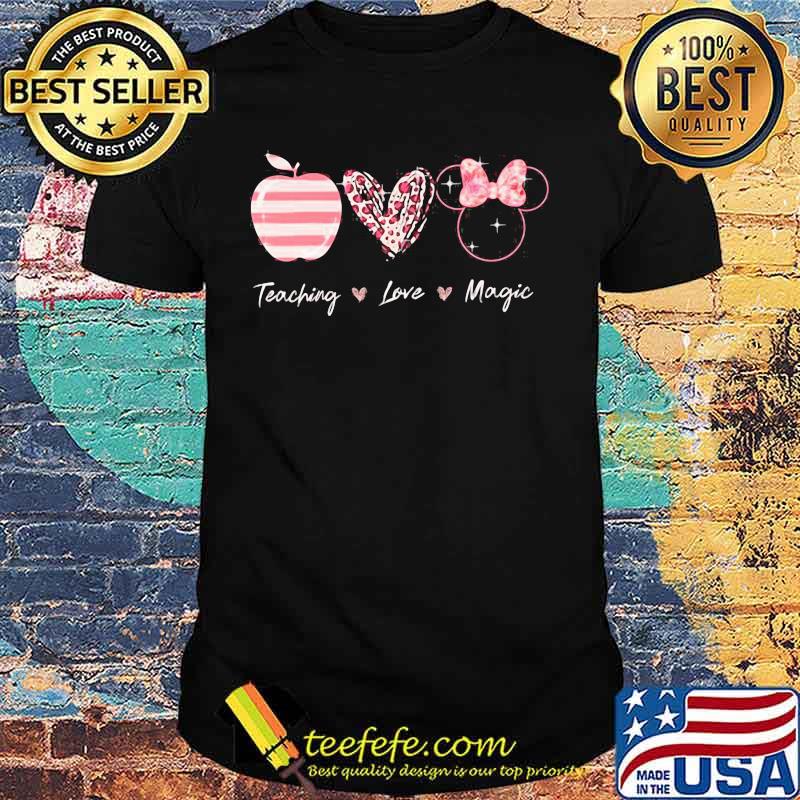 Teaching Love Magic Apple Heart Leopard Disney Shirt