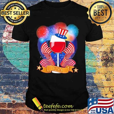 Wine American Flag Firework USA Fireworld Shirt