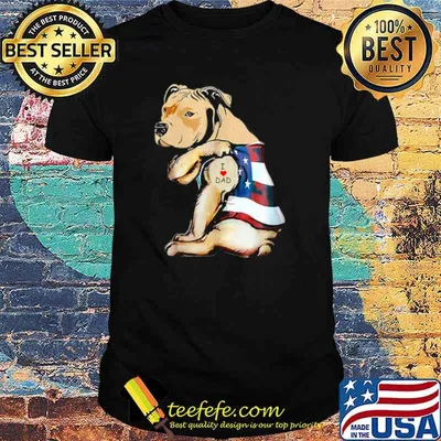 Womens PitBull Dog Tattoo I Love Dad shirt