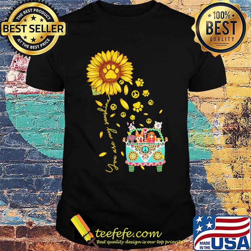 You Are My Sunshine Hippie Dog Sunflower Shirt
