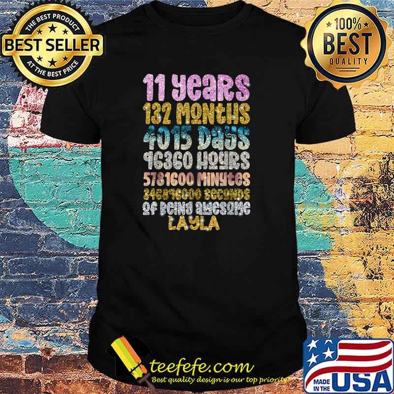 11 Years of Being Awesome Layla 11th Birthday Personalized Bling Shirt