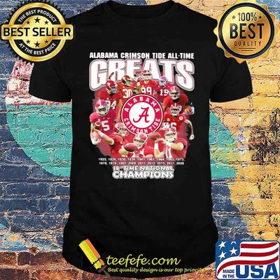 Alabama crimson tide all time greats 18 time national champion shirt