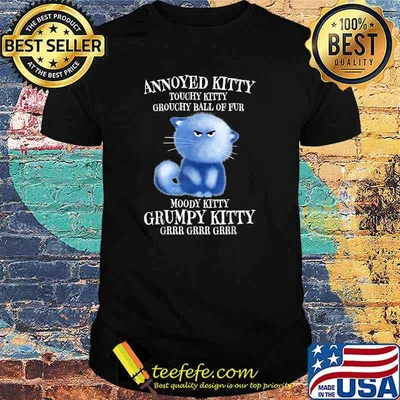 Annoyed Kitty Touchy Kitty Grouchy Ball Of Fur Moody Kitty T-Shirt