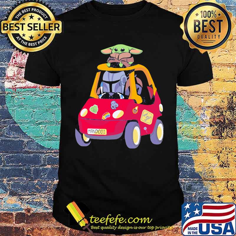 Baby on board the mandalorian driving car yoda shirt