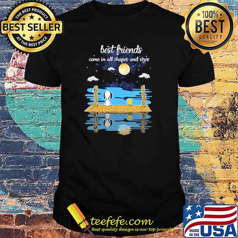Best friends come in all shapes and sizes snoopy woodstock watch moon on lake shirt