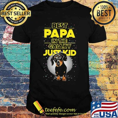 Best Papa In The Galaxy Just Kid Dachshund Shirt