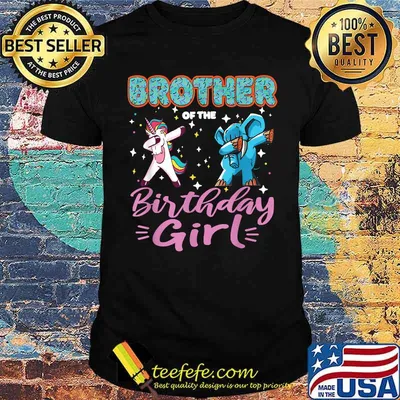 Brother Of The Birthday Girl Donut Dabbing Unicorn Elephant Shirt