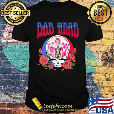 Dad head grateful dead dancing bear skull rose shirt