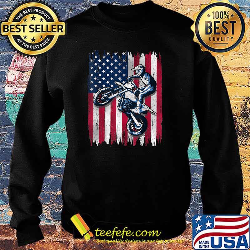 Dirt Bike American Flag Motocross Biker Gift 4th of July Shirt Sweater Dirt Bike American Flag Motocross Biker Gift 4th of July Shirt Sweater