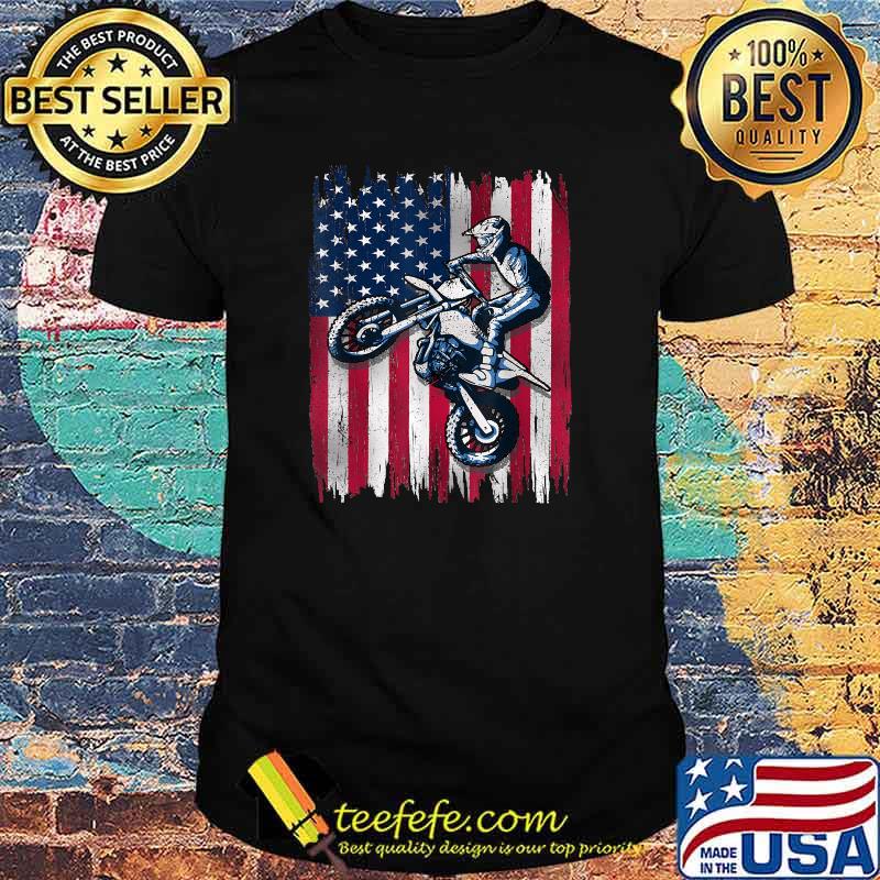 Dirt Bike American Flag Motocross Biker Gift 4th of July Shirt