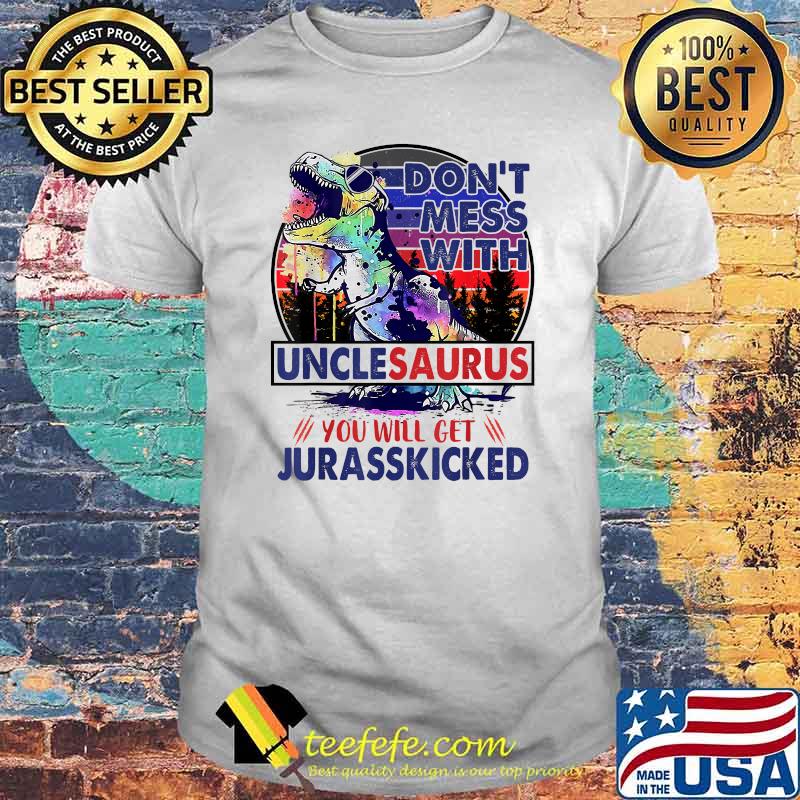 Dont Mess With Unclesaurus You'll Get Jurasskicked Vintage Watercolor Shirt