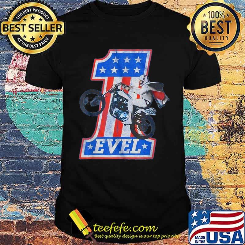 Evel Motorcycle American Flag One Number T-Shirt
