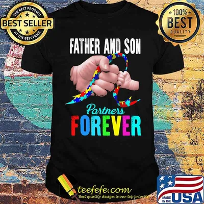 Father and Autism Son Partners Forever Autism Shirt