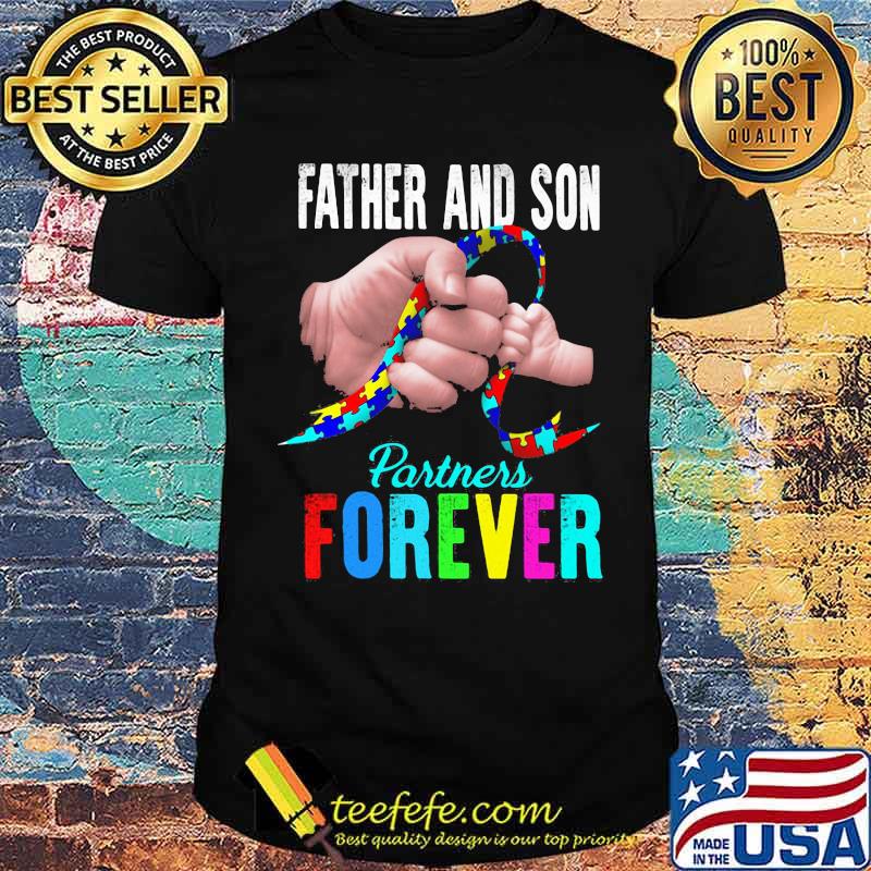 Father and Autism Son Partners Forever Autism Shirt