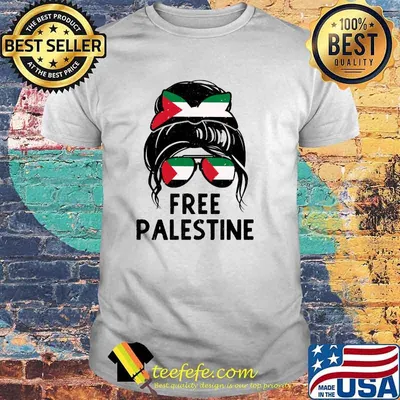 Free Palestine Flag Save Gaza Strip End Messy Hair Bun Shirt