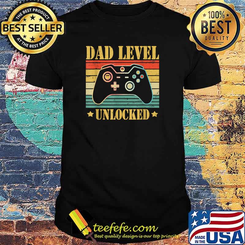 Funny Dad Level Unlocked Tee Gaming Leveled Up To Daddy Vintage T-Shirt