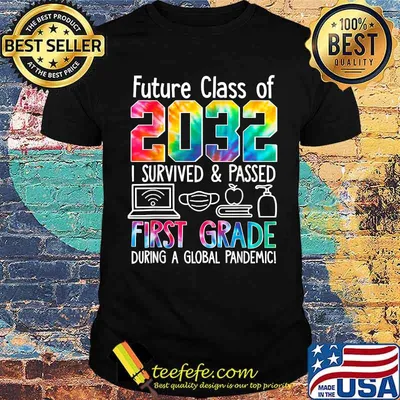 Future Class Of 2032 I survived and passed First Grade Teacher Back To School Watercolor T-Shirt