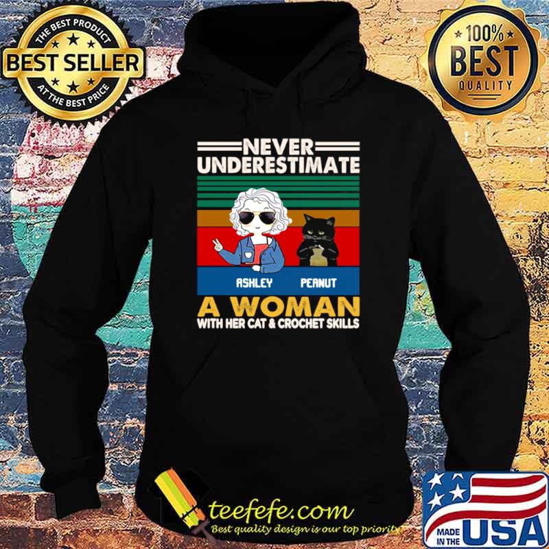 Girl And Black Cat Never Underestimate A Woman With Cats And Crochet Vintage Hoodie Girl And Black Cat Never Underestimate A Woman With Cats And Crochet Vintage Hoodie