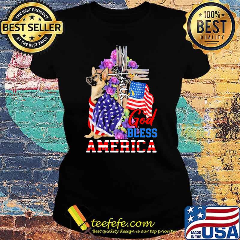 God Bless America German Shepherd Flag Shirt Ladies tee God Bless America German Shepherd Flag Shirt Ladies tee