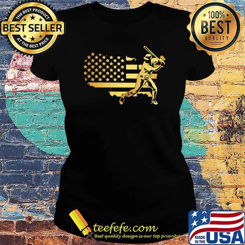 Gold Flag Baseball American Shirt Ladies tee Gold Flag Baseball American Shirt Ladies tee