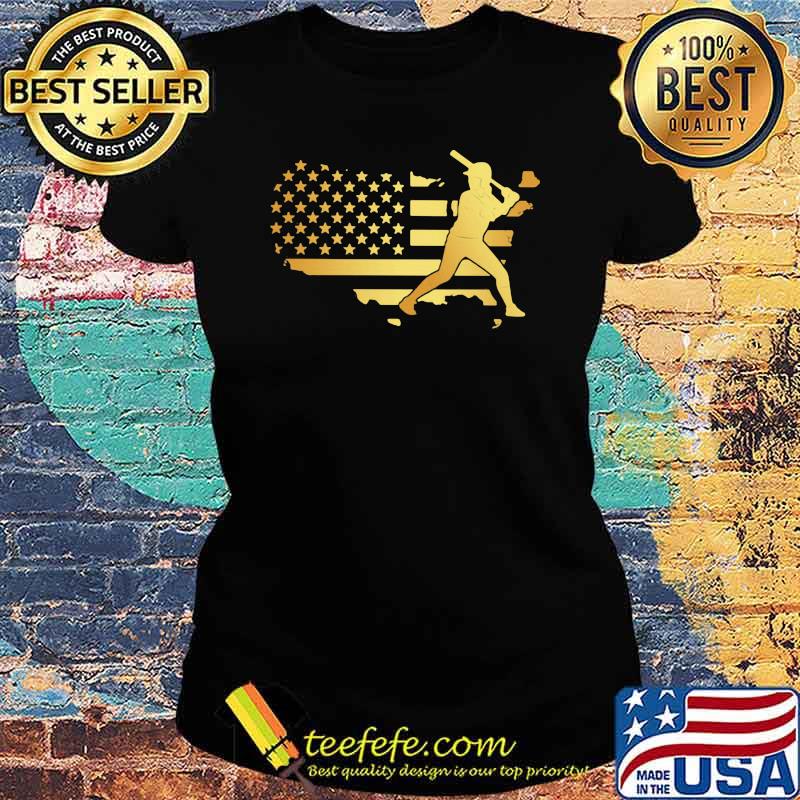 Gold Flag Softball American Shirt Ladies tee Gold Flag Softball American Shirt Ladies tee
