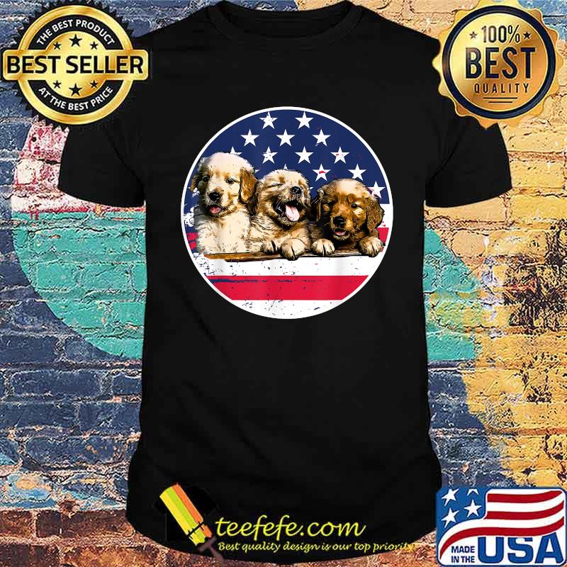 Golden Retriever American Flag 4th Of July T-Shirt