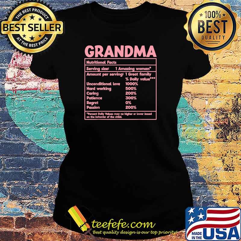 Grandma Nutritional Facts red Funny Mother Day T-Shirt Ladies tee Grandma Nutritional Facts red Funny Mother Day T-Shirt Ladies tee