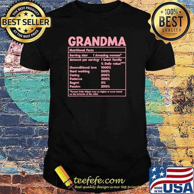 Grandma Nutritional Facts red Funny Mother Day T-Shirt