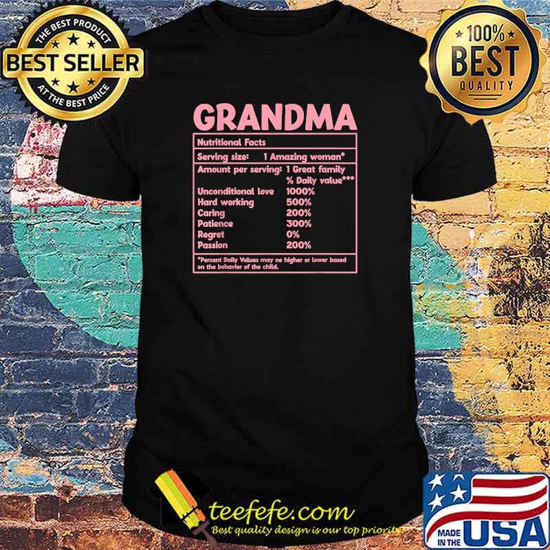 Grandma Nutritional Facts red Funny Mother Day T-Shirt Grandma Nutritional Facts red Funny Mother Day T-Shirt