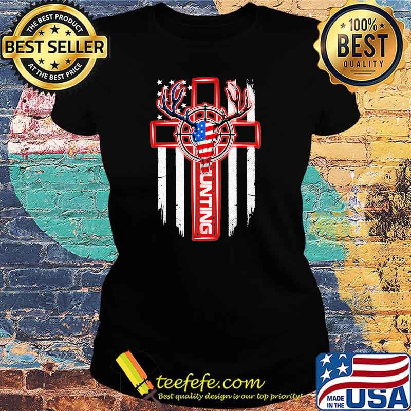 Hunting cross american flag independence 4th July Shirt Ladies tee Hunting cross american flag independence 4th July Shirt Ladies tee