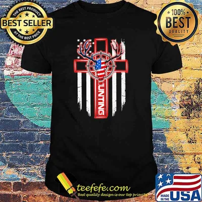Hunting cross american flag independence 4th July Shirt