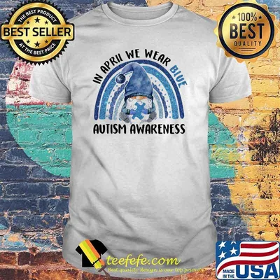 In april we wear blue autism awareness gnome rainbow shirt