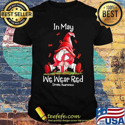 In may we wear red stroke awarenes gnomes shirt