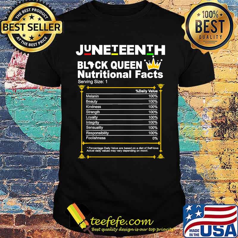 Juneteenth Black Queen Nutritional Facts Black T-Shirt