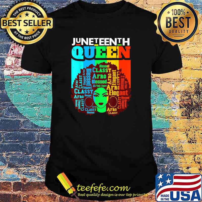 Juneteenth Queen Afro Melanin Black Girl Magic Women Girls T-Shirt