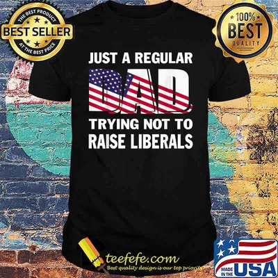 Just A Regular Dad Trying Not To Raise Liberals American Flag Shirt